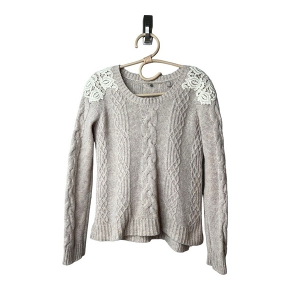 2 Anthro Knitted & Knotted Grey Wool Alpacas Sweaters Cable Knit Crochet Size XS - Picture 2 of 16